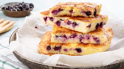Blueberry lemon sheet pan pancakes