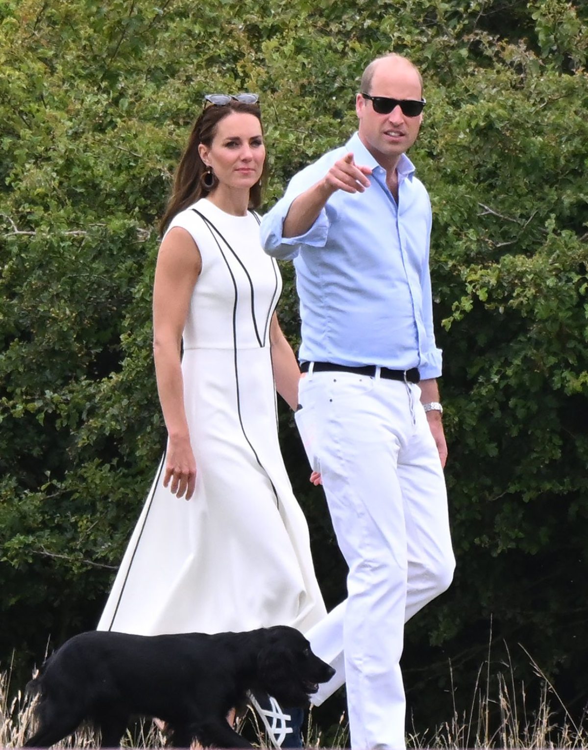 Catherine Duchess of Cambridge and Prince William walking their dog