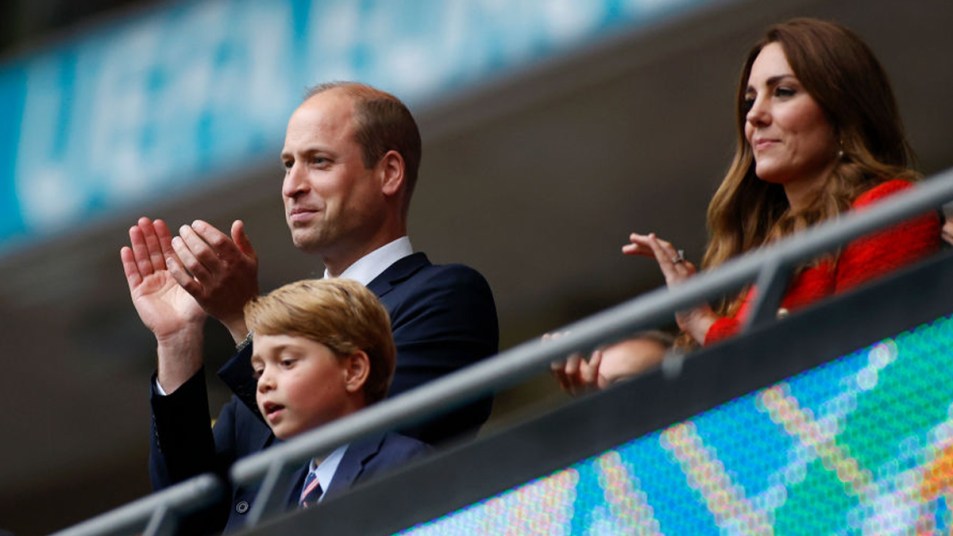 The royal family watching a soccer game