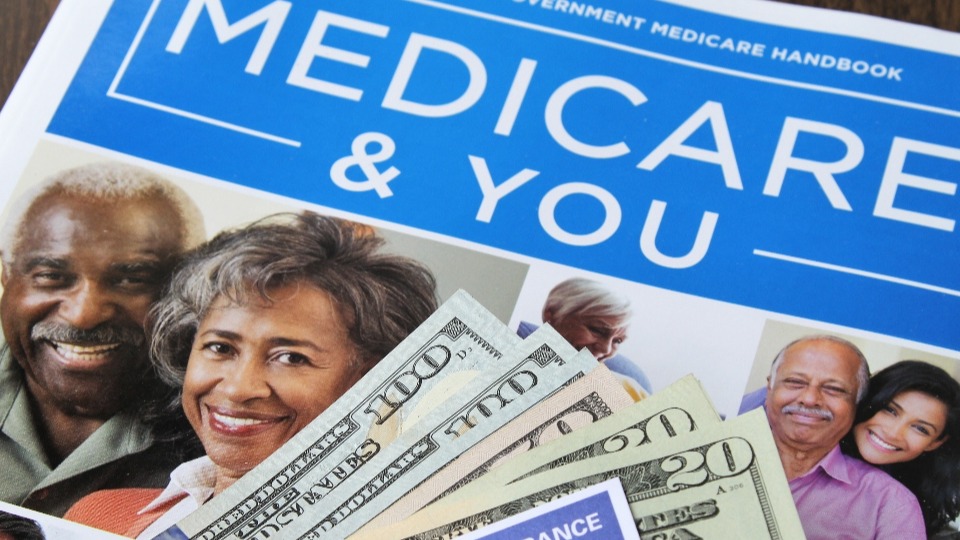 A Medicare brochure and card