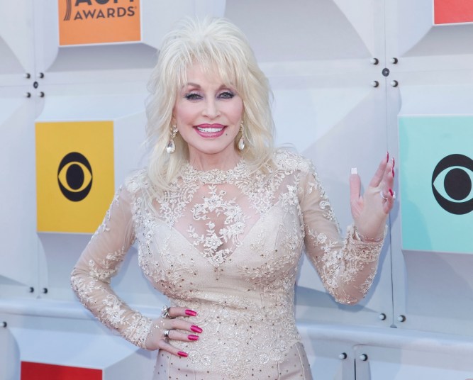 Dolly Parton on the red carpet at the CMAs