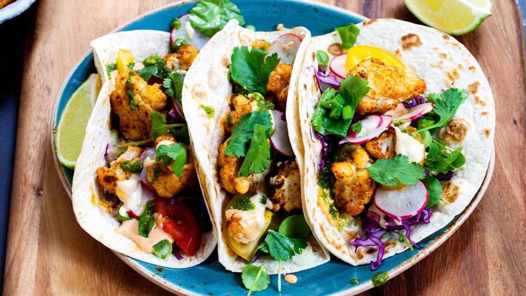 Charred cauliflower tacos made using Chef Virginia Willis' recipe to help support weight loss