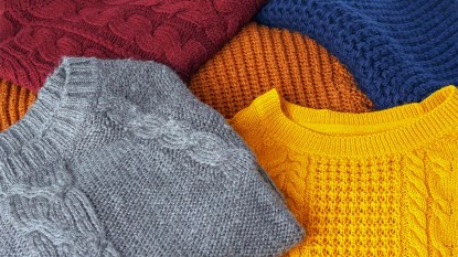 An arrangement of fall sweaters