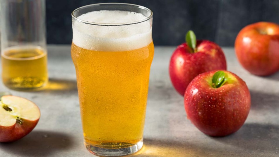 Boozy Refreshing Cold Hard Apple Cider in a Pint Glass