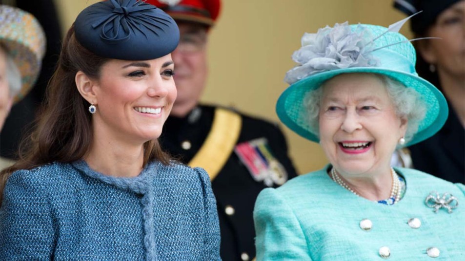 Queen Elizabeth and Kate Middleton sitting together