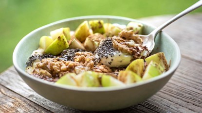 Chia seed and walnut yogurt bowl