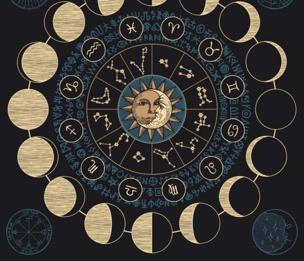 Hand-drawn illustration on the astrological theme