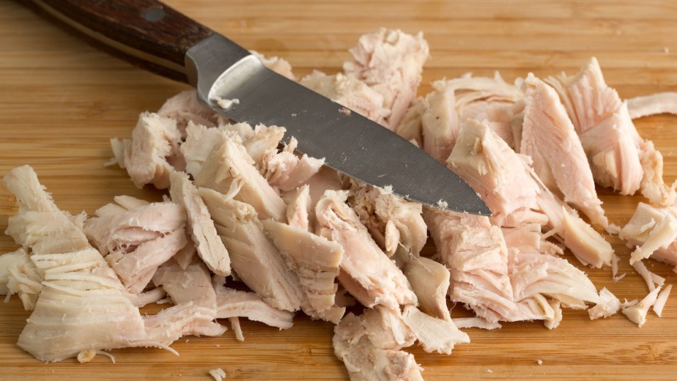 Cut up leftover turkey