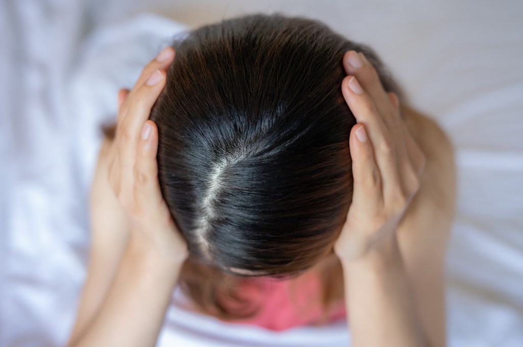 Closeup of woman's scalp