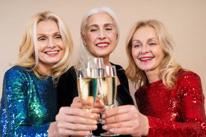 Mature women having fun at a New Year's party