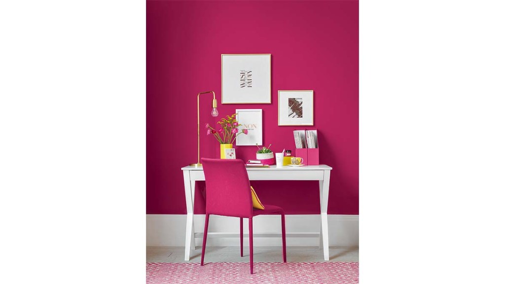 A room with pink painted wall