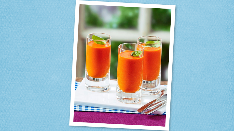 Roasted Red Pepper Soup Shooters: (Vegetarian slow cooker recipes)