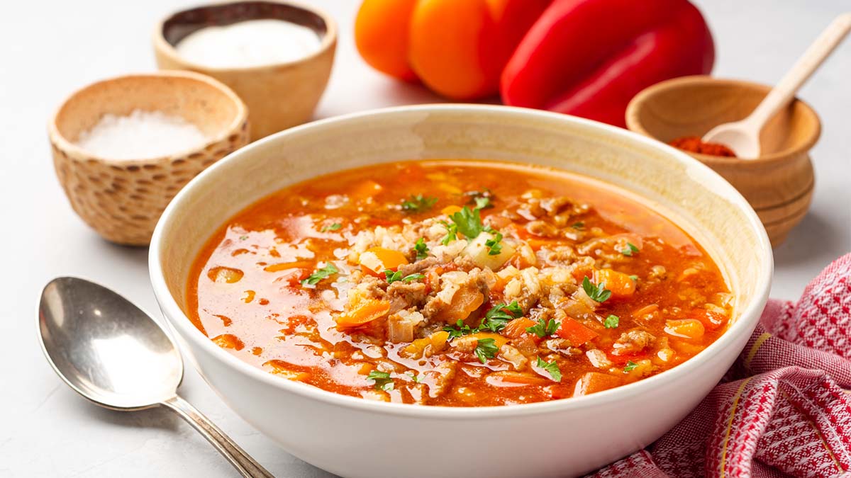 Hearty bowl of soup
