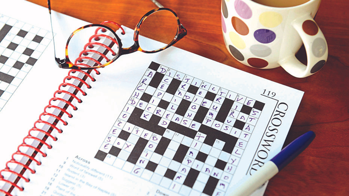 crossword puzzle with glasses on the side