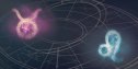 Leo and Taurus zodiac symbols floating in the night sky