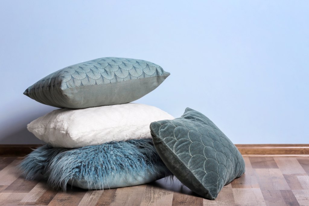 Throw pillows on floor