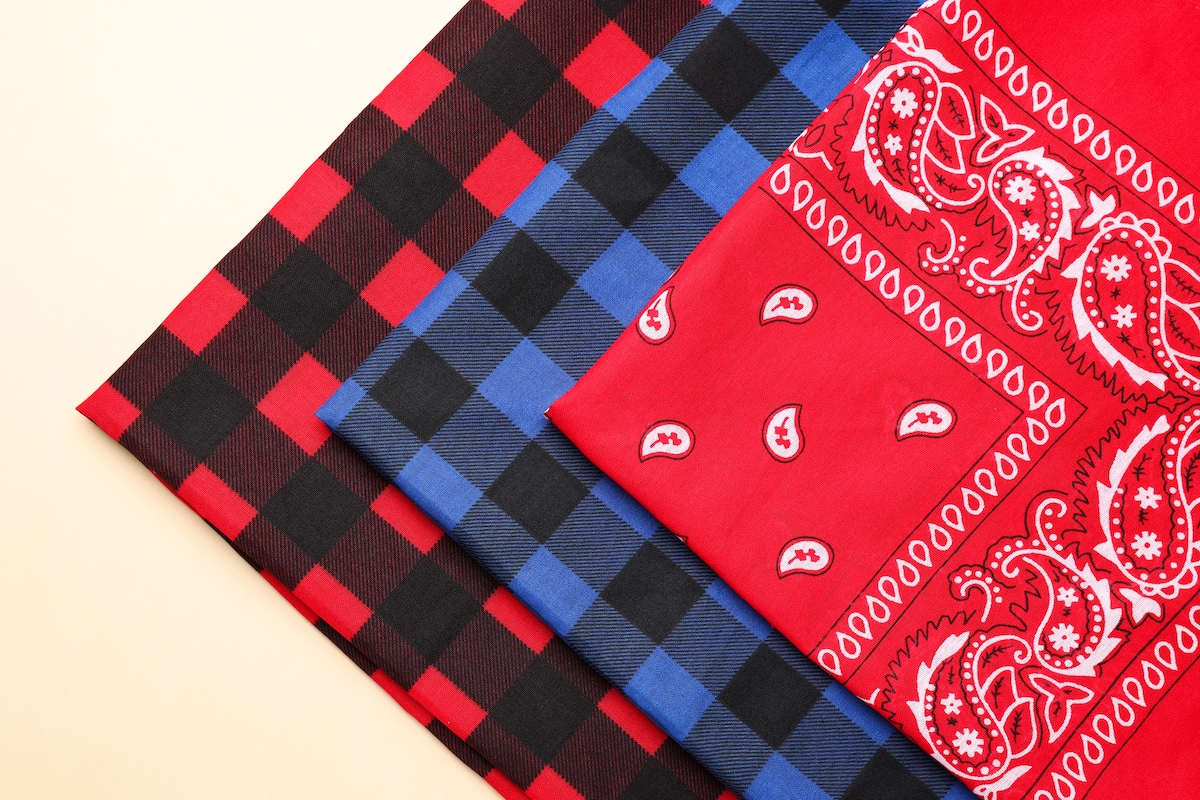 Blue and red bandanas