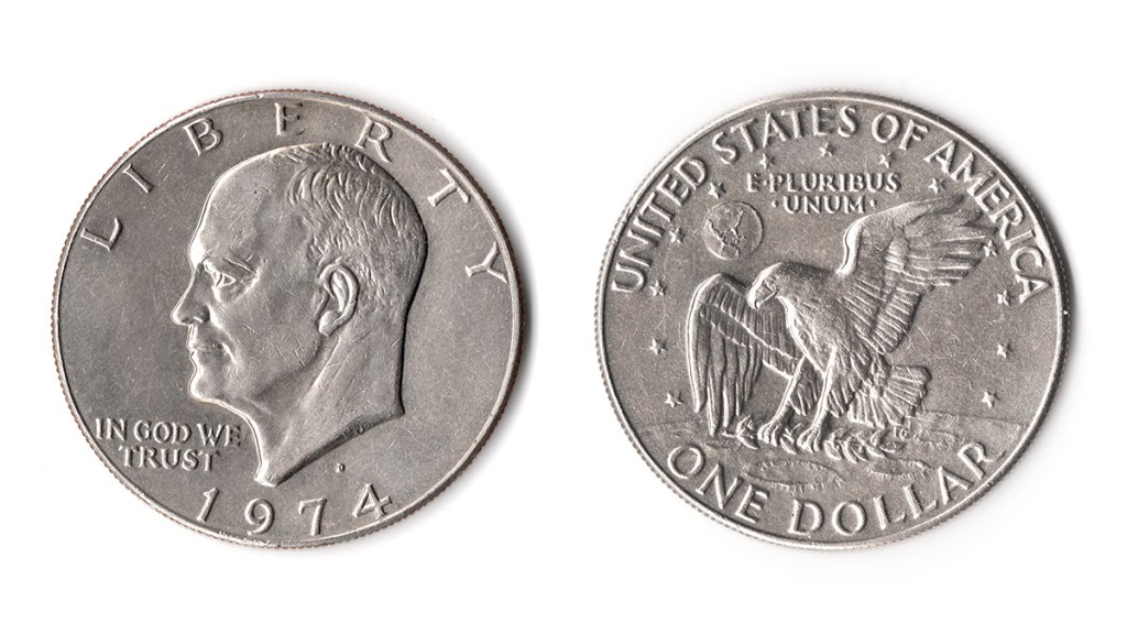 A Denver-minted 1974 Silver Dollar Coin