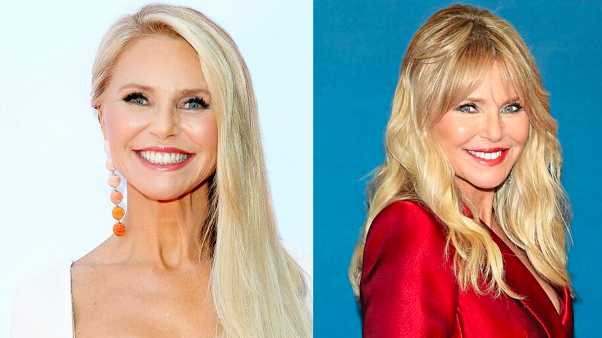 Model Christie Brinkley before and after change in hairstyle