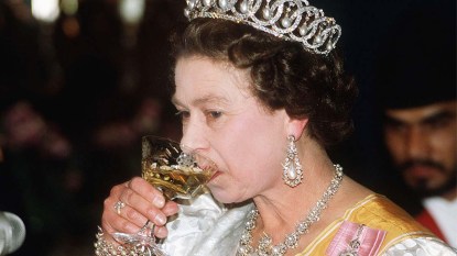 Queen Elizabeth drinking