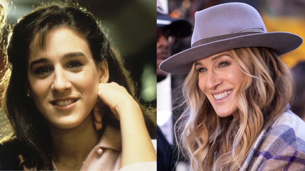 Side-by-side of actress Sarah Jessica Parker in the '80s and now
