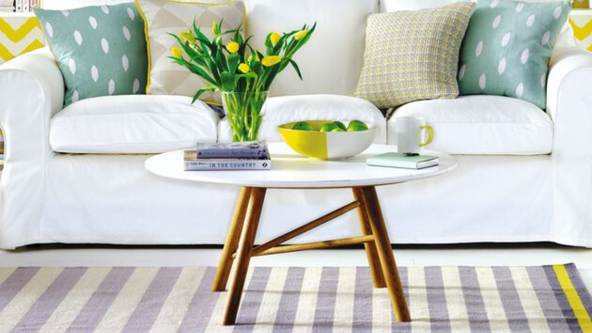 pops of yellow in living room redecorate