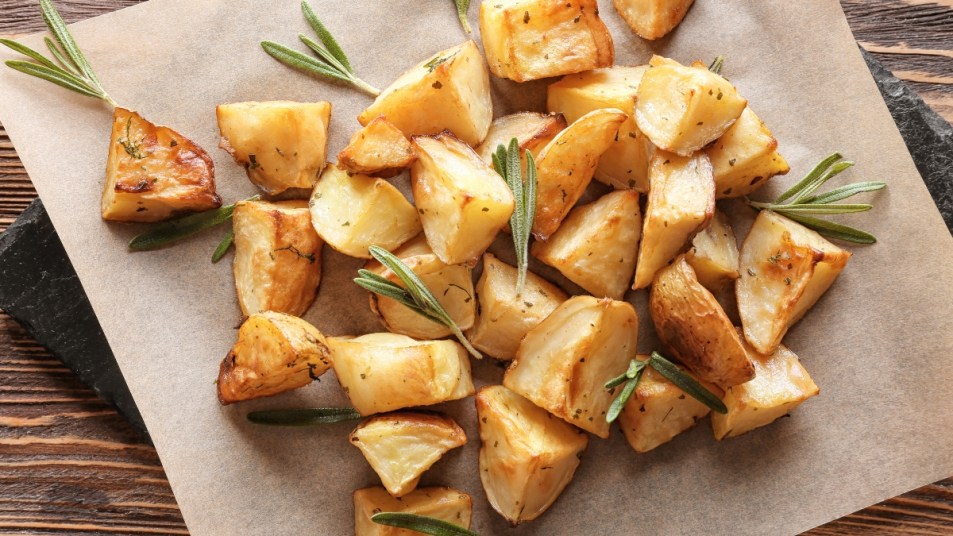 potatoes cubed with rosemary