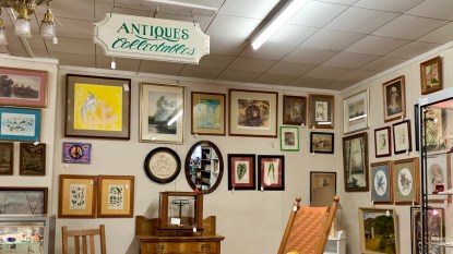 MILLERTON, NY - March 17, 2019: Antiques, collectibles and vintage items for sale in a thrift store.