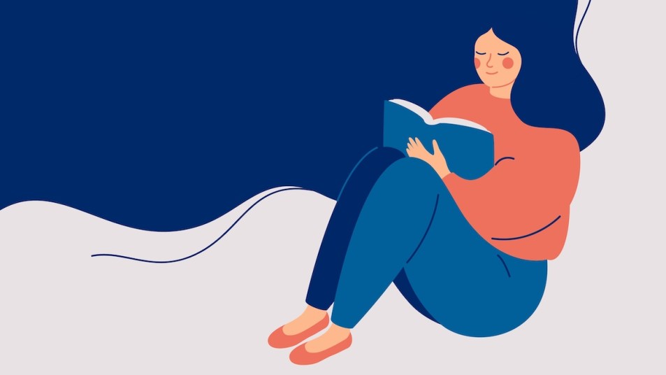 Illustration of woman reading