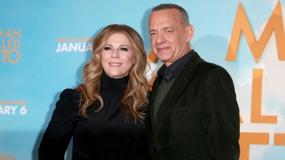 Rita Wilson and Tom Hanks attend a photocall for A Man Called Otto at Corinthia Hotel in London