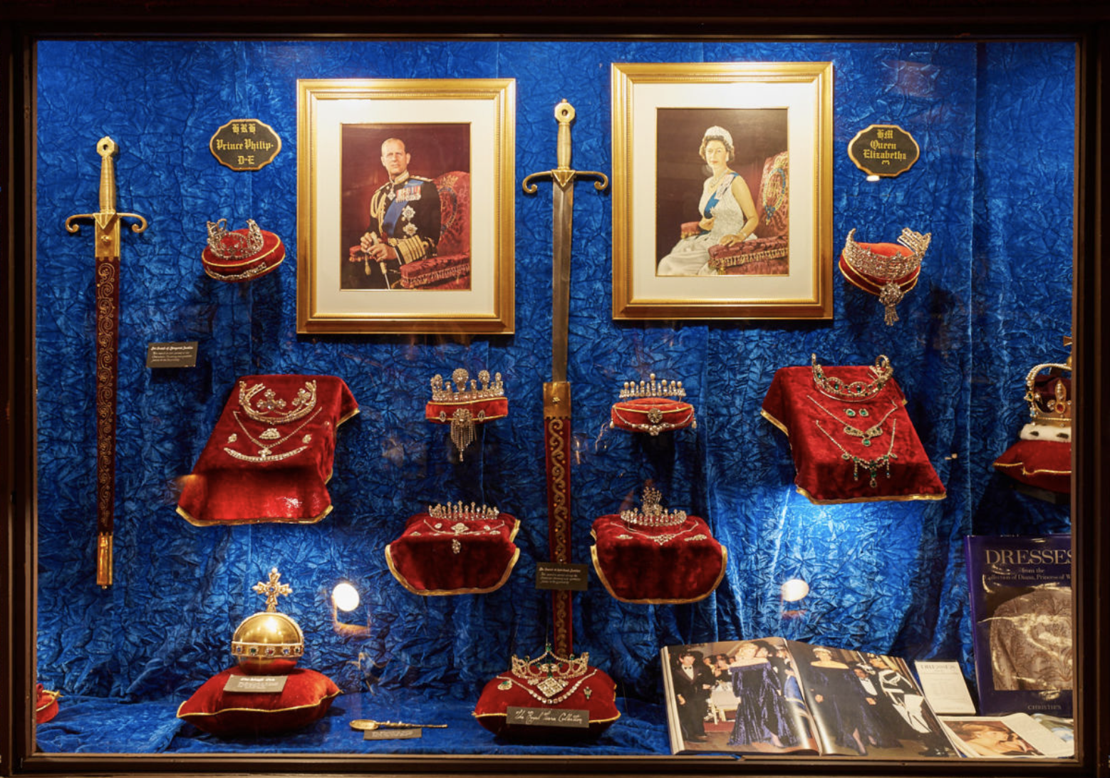 replicas of the Royal Family's crowns and swords