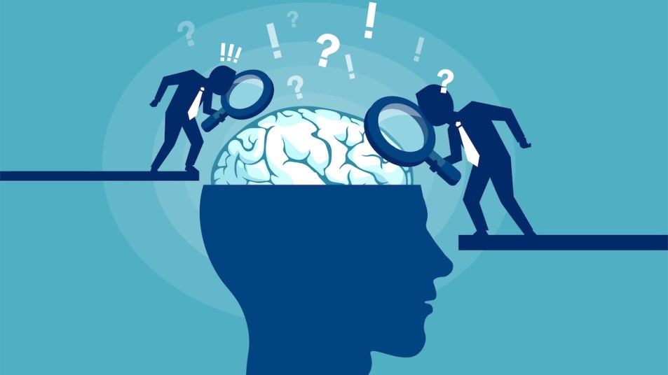 Vector illustration of scientists researching brain