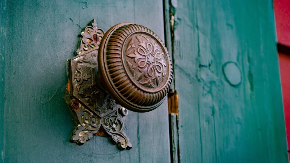 An antique doorknob at a historic home