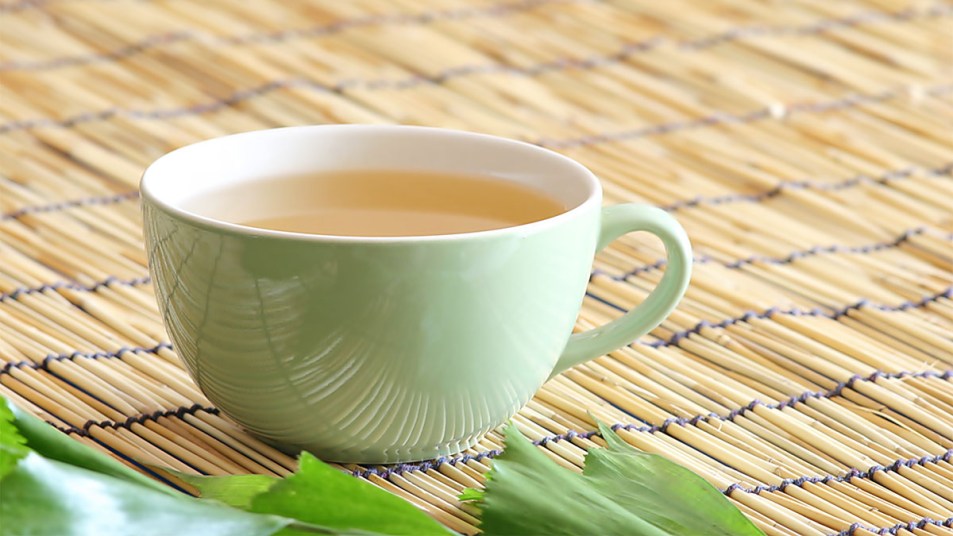 White mug of ginseng tea