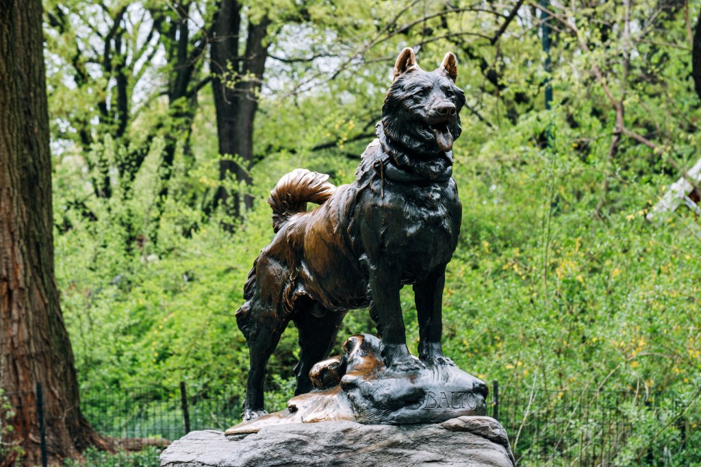 New York City - USA - Apr 26 2019: Balto Statue  in spring at Central Park New York City