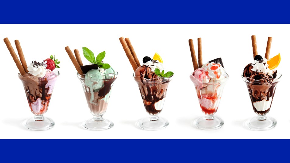 5 different ice cream sundaes