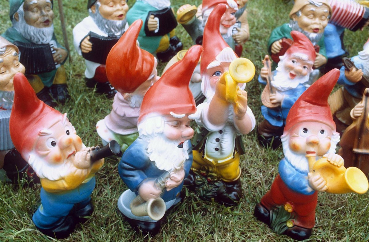 Variety of gnomes with musical instruments