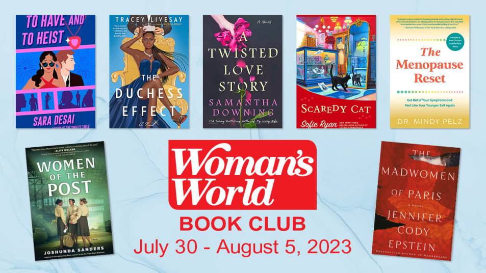 Cover image that shows all seven book covers that are reviewed in this article alongside a Woman's World logo