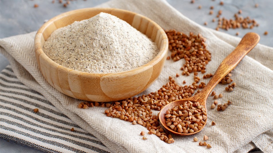 bowl of buckwheat flour