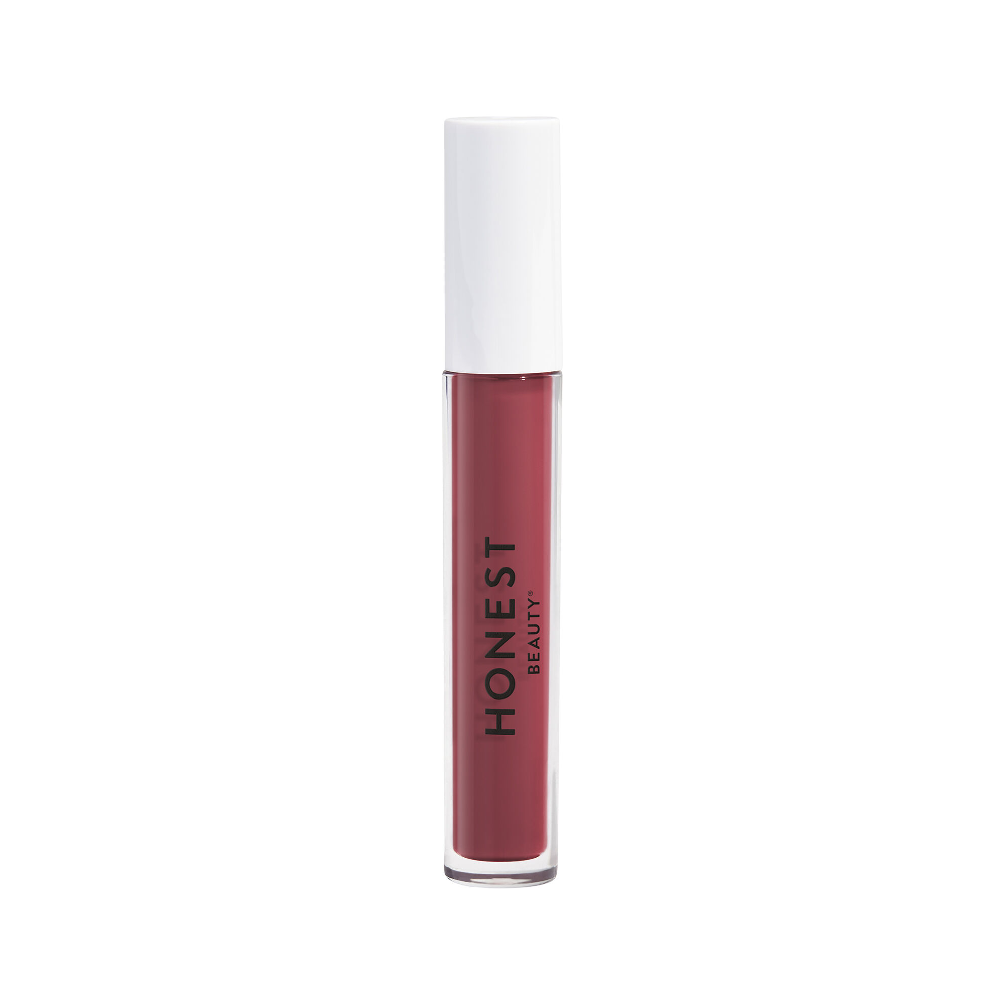 Honest Beauty Lipstick in a dark rose shade named Passion.