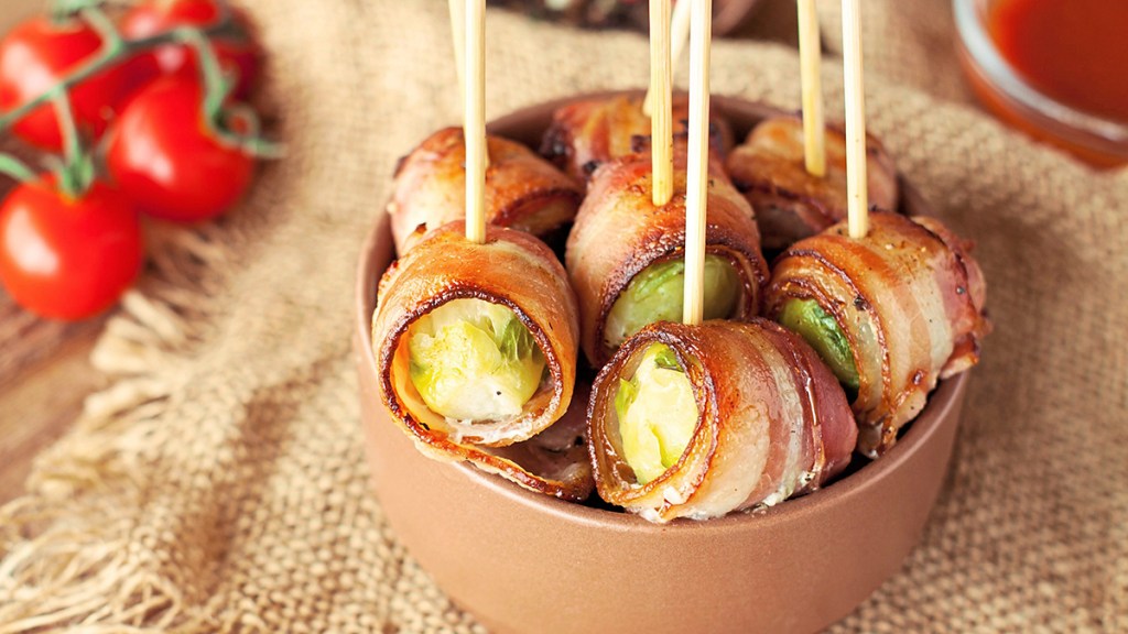Keto bacon wrapped Brussels sprouts