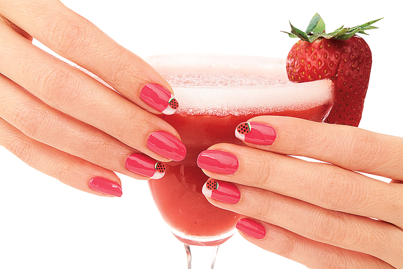 Strawberry margarita nail design