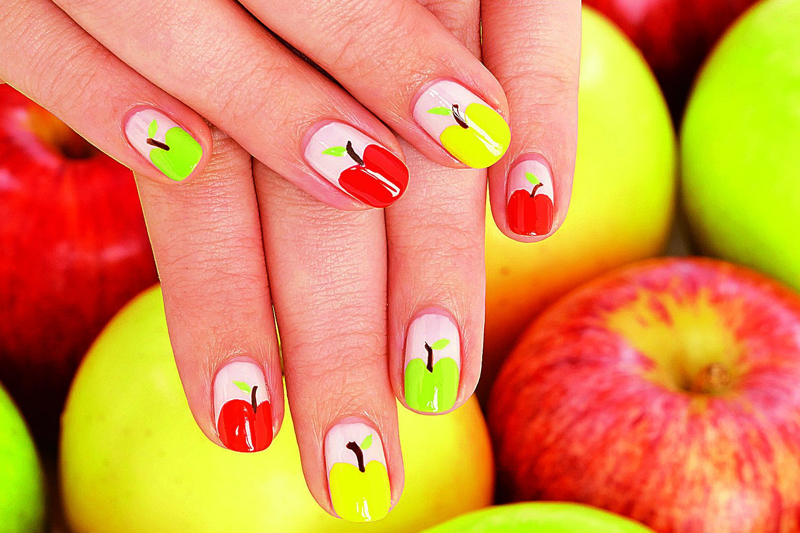 Apple fruit nail designs