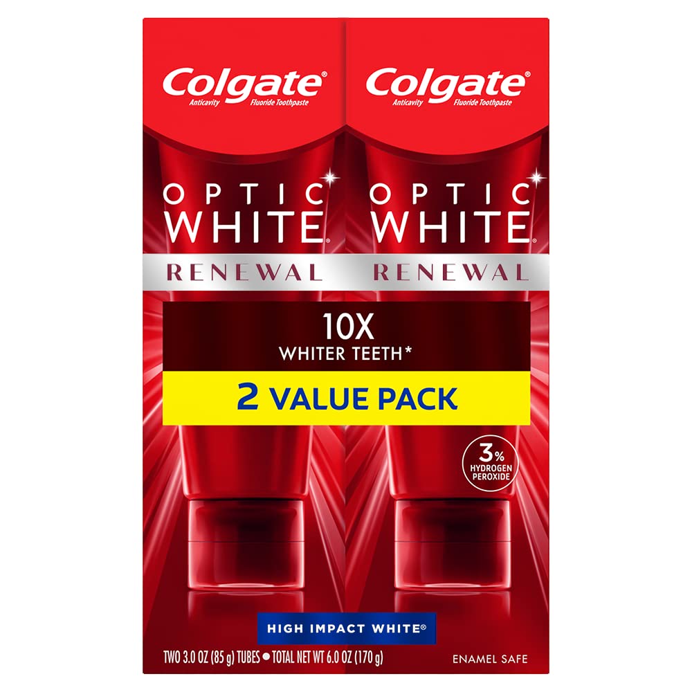 Colgate Optic White Toothpaste 2 pack for whitening with sensitive teeth.