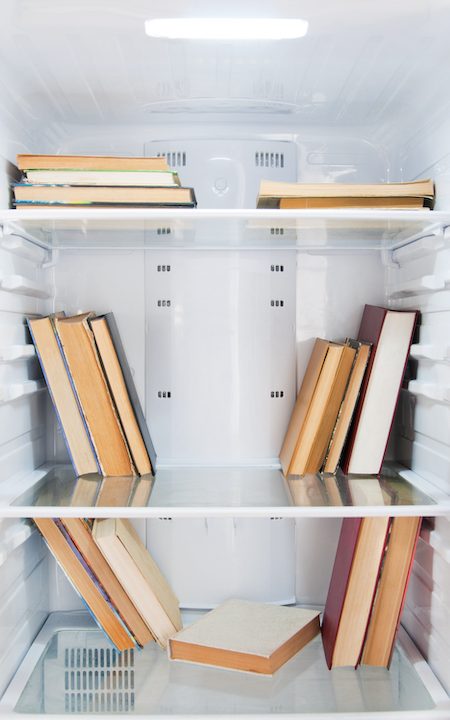 books in a freezer