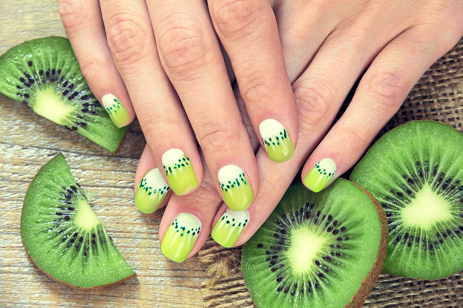 Kiwi fruit nail designs