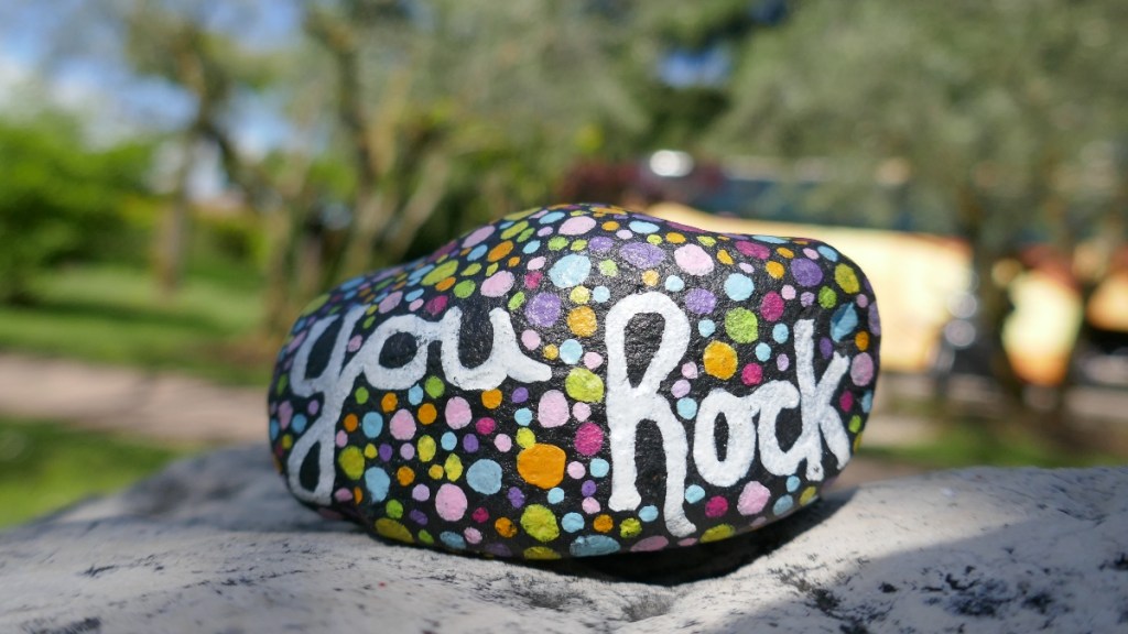 Rock painting ideas: Rock with You Rock painted on it