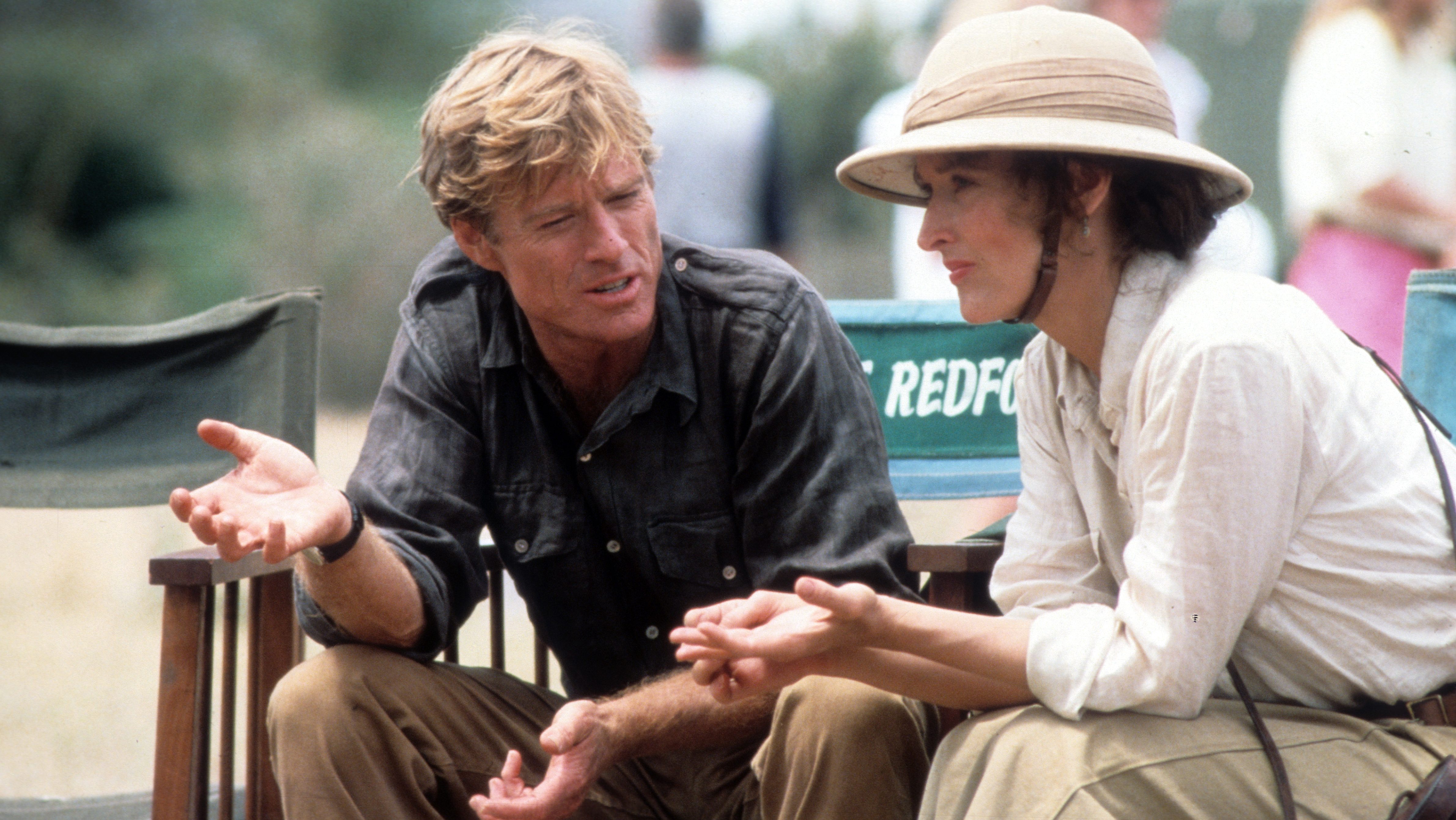 Robert Redford and Meryl Streep on the set of Out of Africa