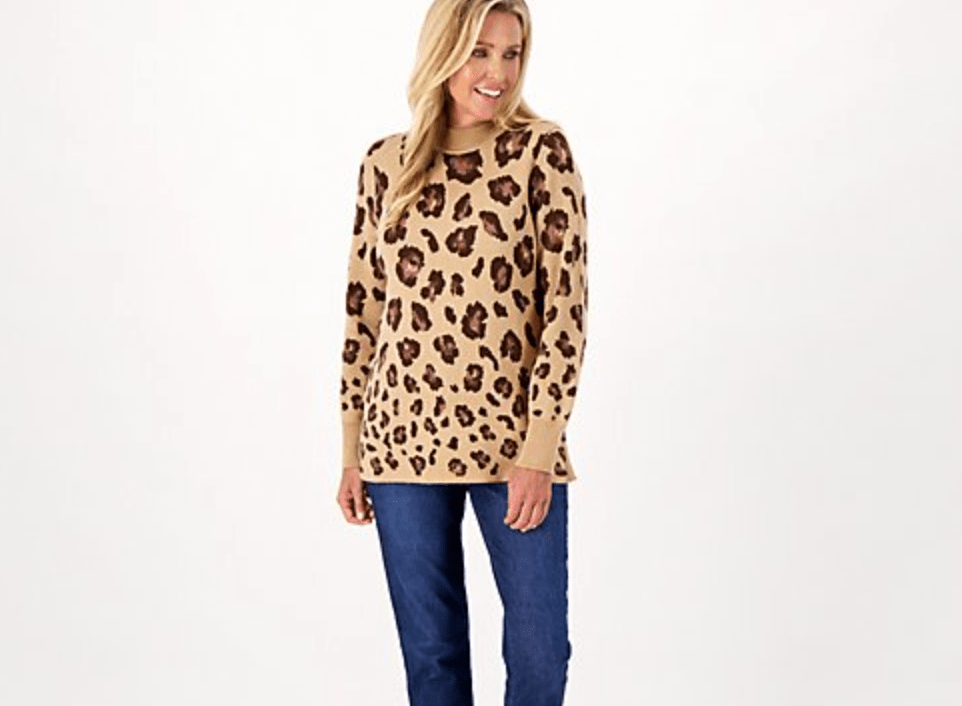 Isaac Mizrahi Live! Jacquard Mock Neck Pullover Sweater