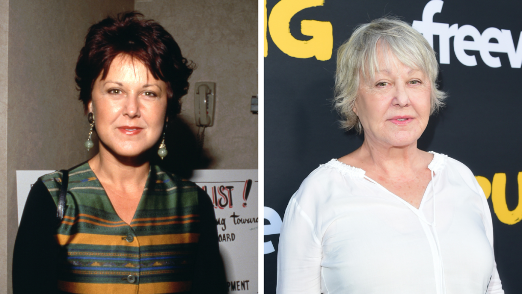Susan Ruttan Left: 1990; Right: 2022 cast of LA Law